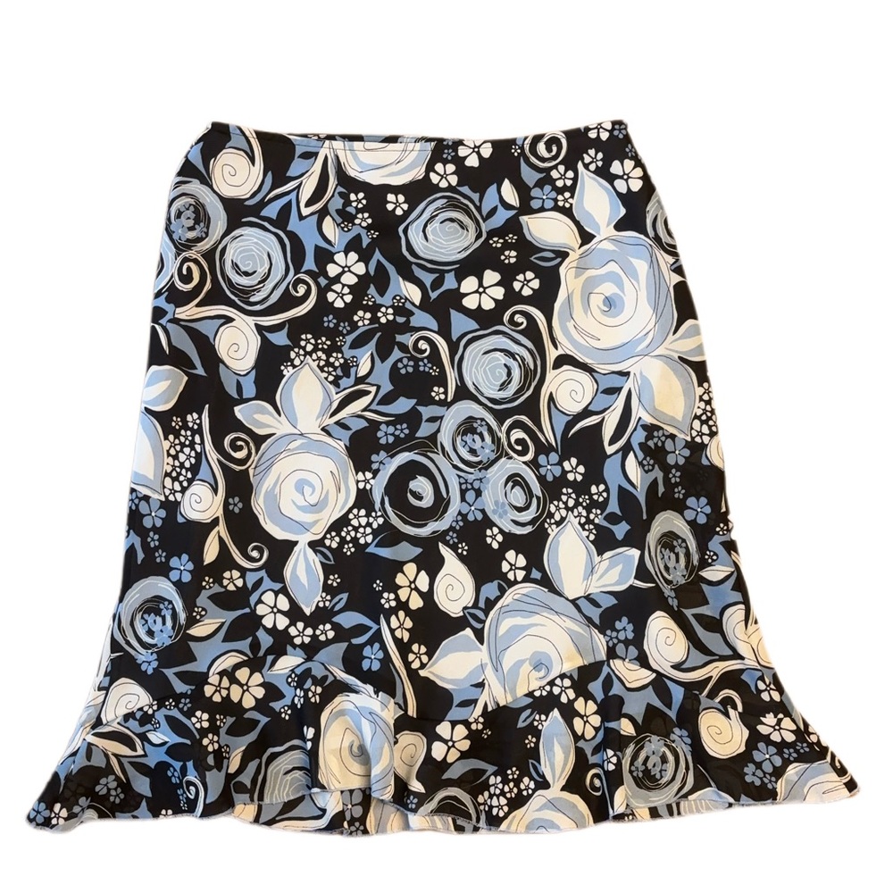 Worthington Black and White Ruffled A-Line Skirt